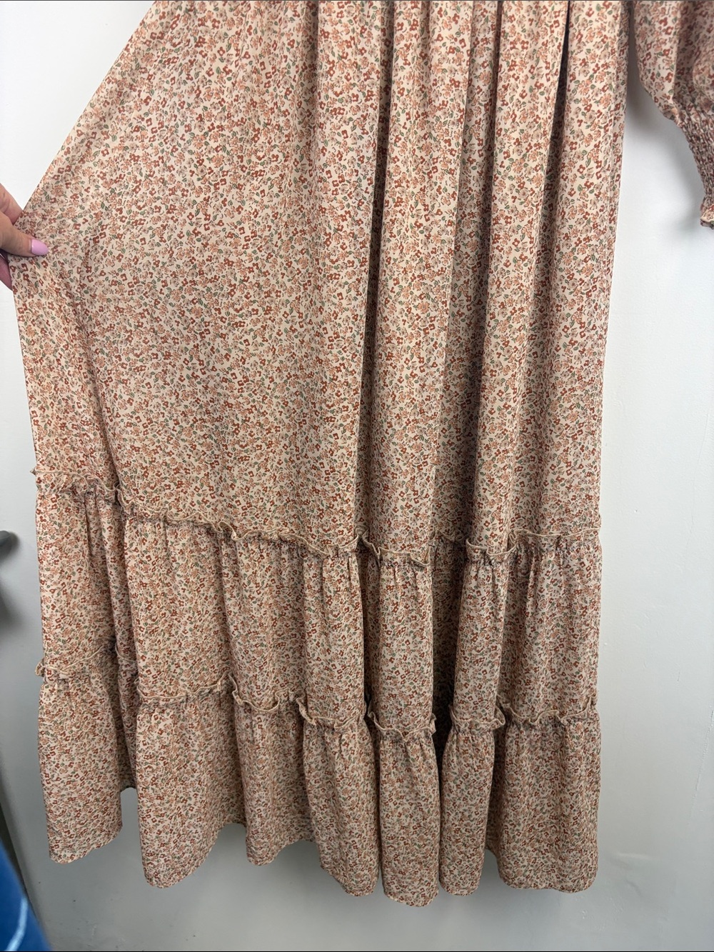 Altar’d State Floral Prairie Maxi Dress Cottagecore Boho Tiered Long Sleeve XS - Picture 10 of 10
